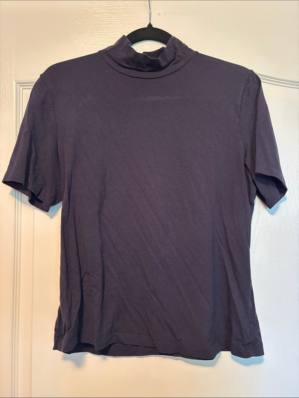 FRANK & OAK Women's Short-Sleeve Mock Neck Tee - Navy